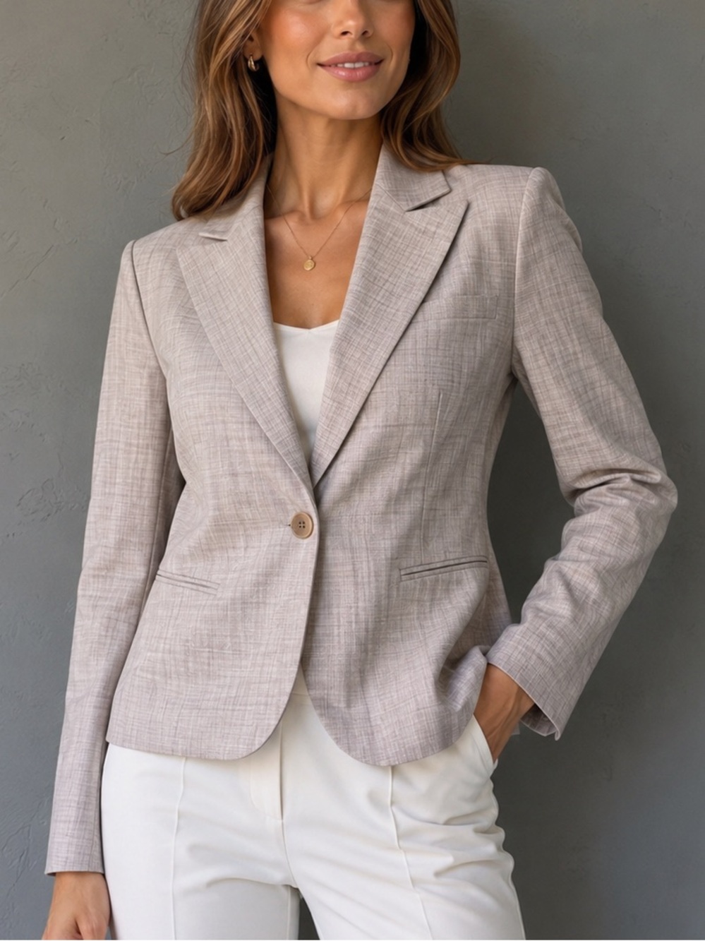 BCBGMAXAZRIA Blazer XXS Beige Taupe Tailored One Button Jacket NWOT